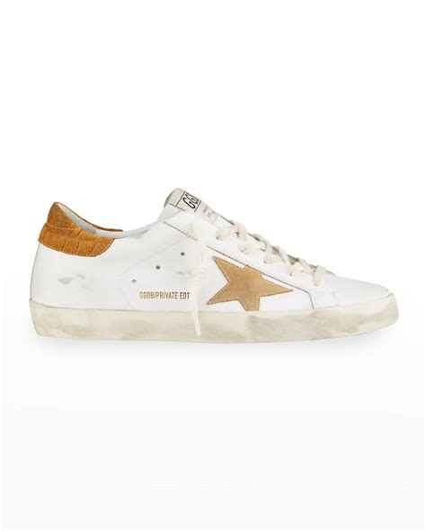 golden goose super-star leather sneakers|golden goose superstar croco leather low top sneakers.